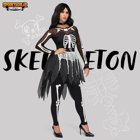 Women Skeleton Costume, Halloween Skeleton Tutu Dress