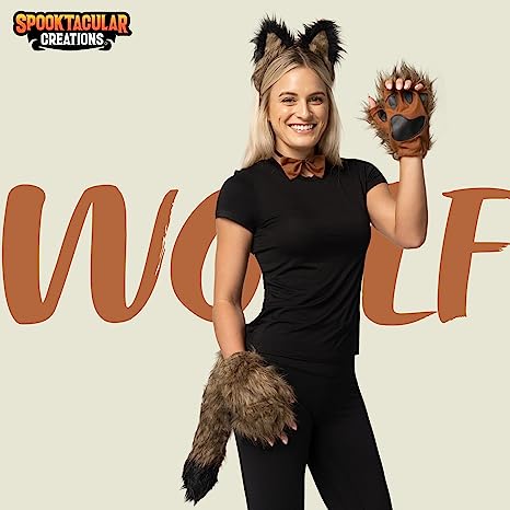 Adult Wolf Fox Tail Accessories Set - Brown