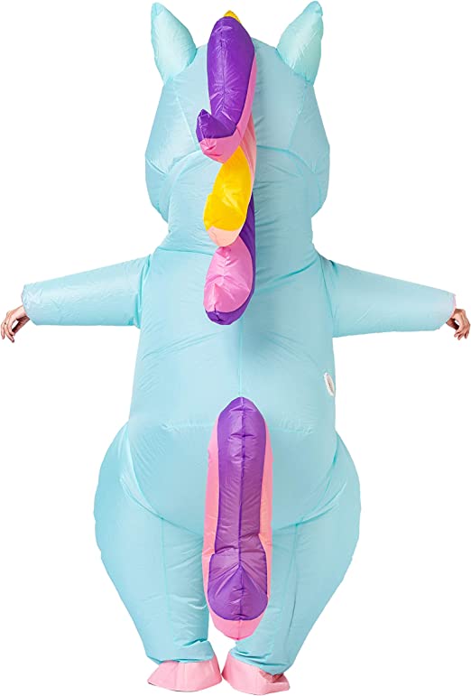 Inflatable Blue Rainbow Unicorn Costume