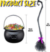 Halloween Black Witch Broom and Cauldron