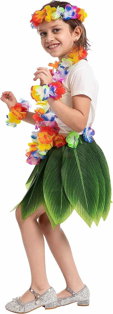 Hawaiian Dancer Cosplay Costume Set in Rainbow Colors