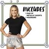 Women Metallic Shorts - Silver