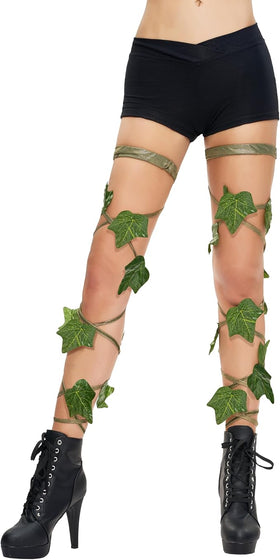 Green Leaf Leg Wraps Shimmer Garter for Adult Women