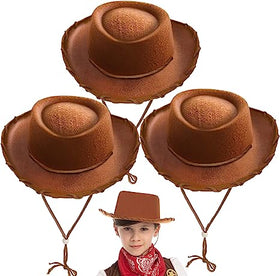 Brown Felt Cowboy Hats for Kids, 3 Pack