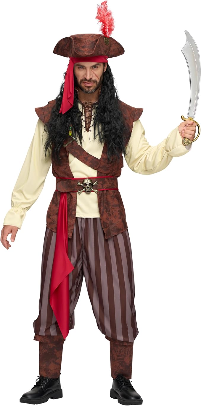Mens Caribbean Pirate Adult Halloween Costume Mens Caribbean Pirate Adult Halloween Costume