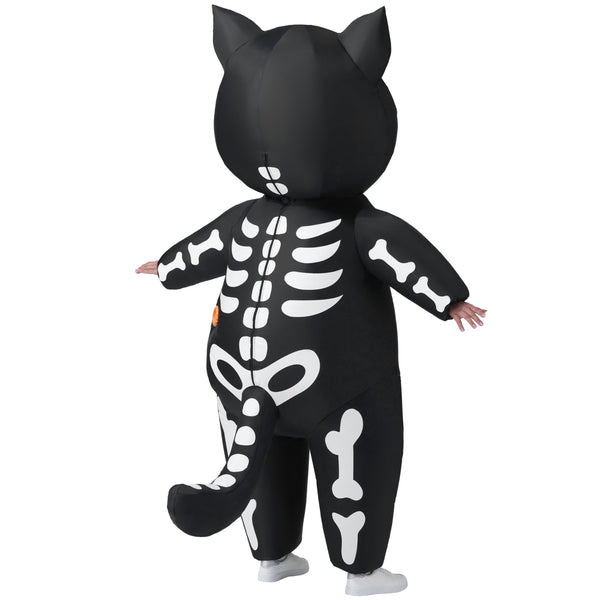 Adults Skeleton Cat Halloween Inflatable Costumes with LED Eyes