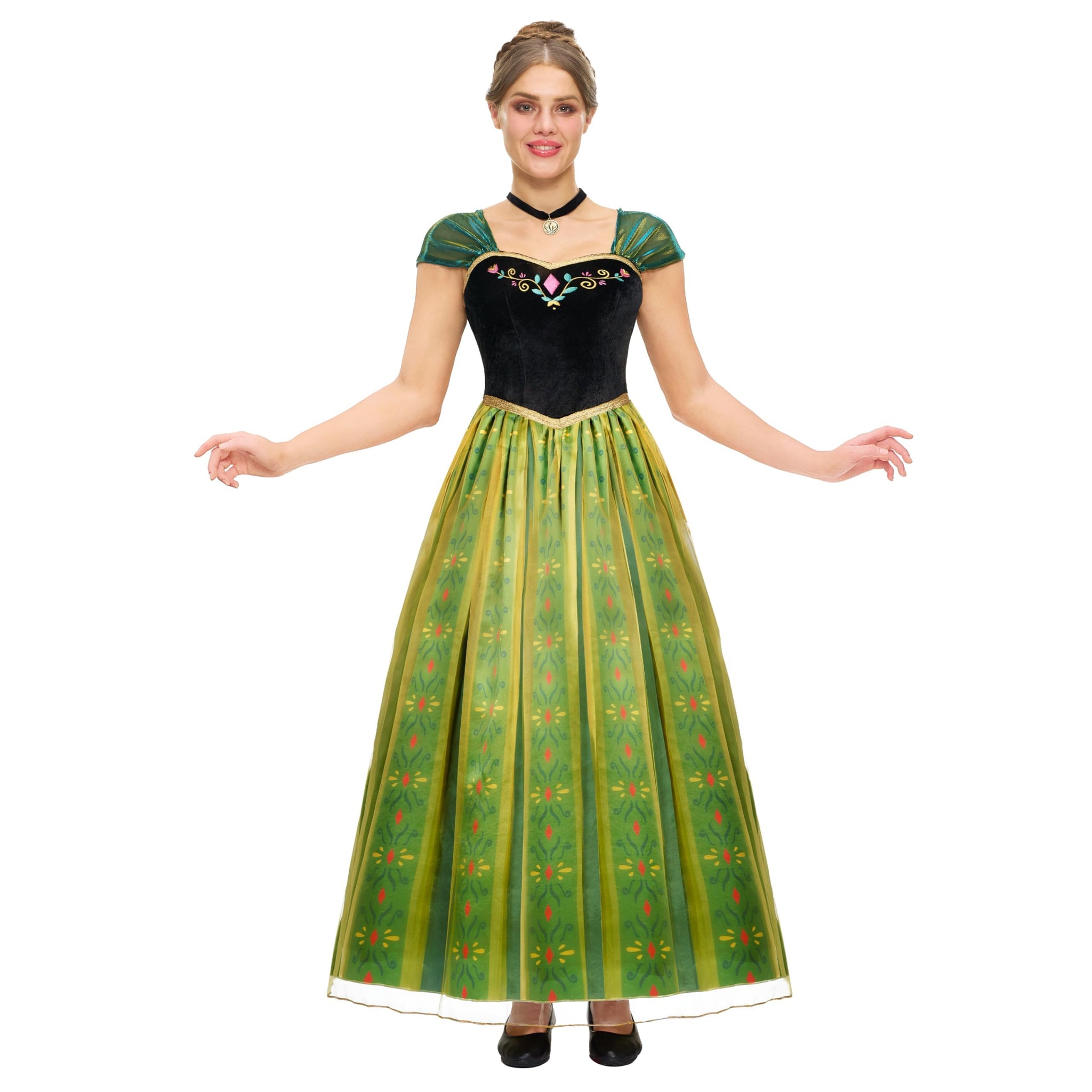 Spooktacular Creations Women Adult Princess Costume Green Dress Fairy with Necklace for Halloween Costume Role Play L Spooktacular Creations Women Adult Princess Costume Green Dress Fairy with Necklace for Halloween Costume Role Play L