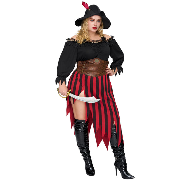 Plus Size Pirate Costume Women Halloween Costumes with Pirate Hat