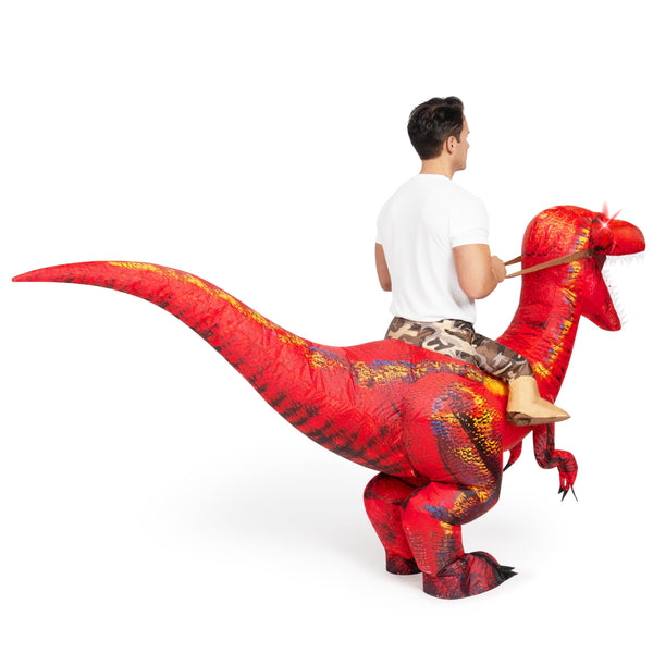 Adult Inflatable Dinosaur Costume, Riding a Raptor Red