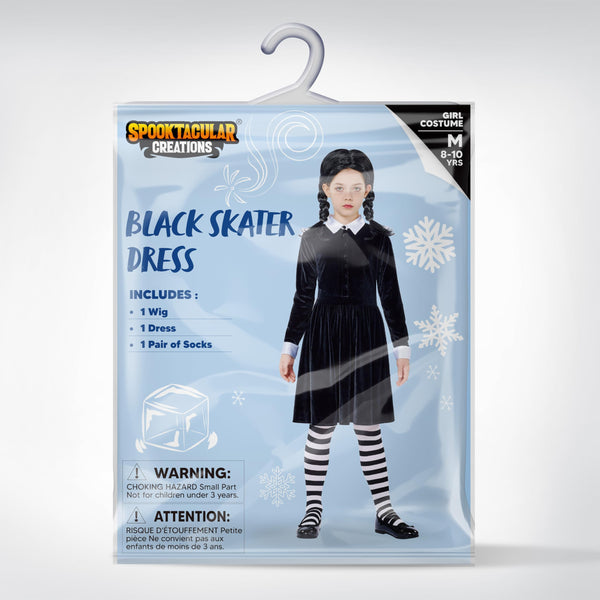 School Girl Collar Black Dress with Wig