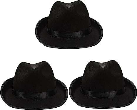 Black Gangster Hat, 3 Pcs - Adult