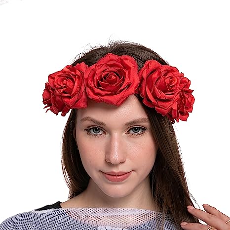 Skeleton Poncho & Red Flower Elastic Headband - Adult
