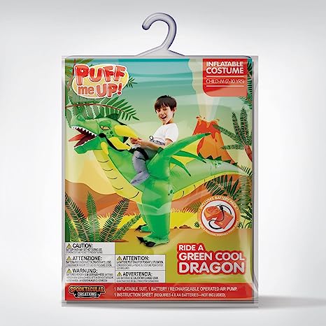 Ride-on Cool Green Dragon Inflatable Costume - Child