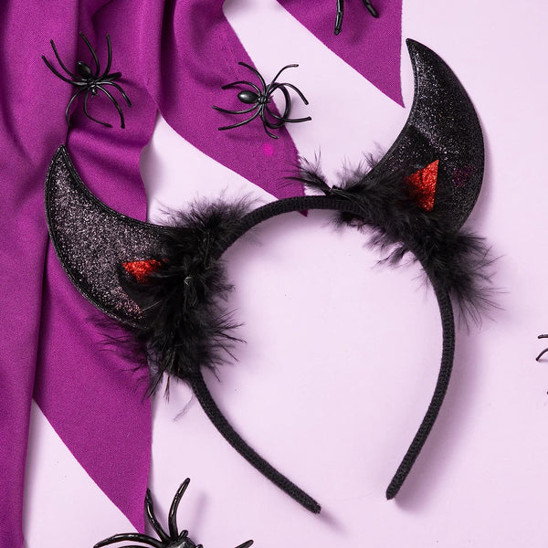 Black Devil Horns Headband | Spooktacular Creations