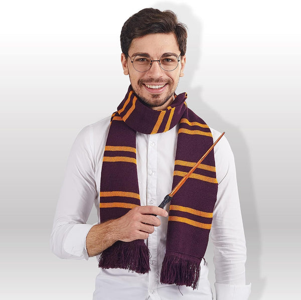 Wizard costume accessories set with glasses, tie, wand and scarf