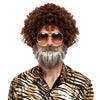 Brown Afro Wig with Beard - Adult