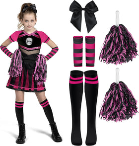 Halloween Cheerleader Costume Girls, Black Rosy