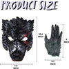 Realistic Werewolf Mask Big Bad Bloody Howling Wolf Cosplay Costume with Bloodstains Include Gloves - Adult