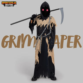 Kids Grim Reaper Costume, Glowing Eyes Grim Reaper Costume for Boys