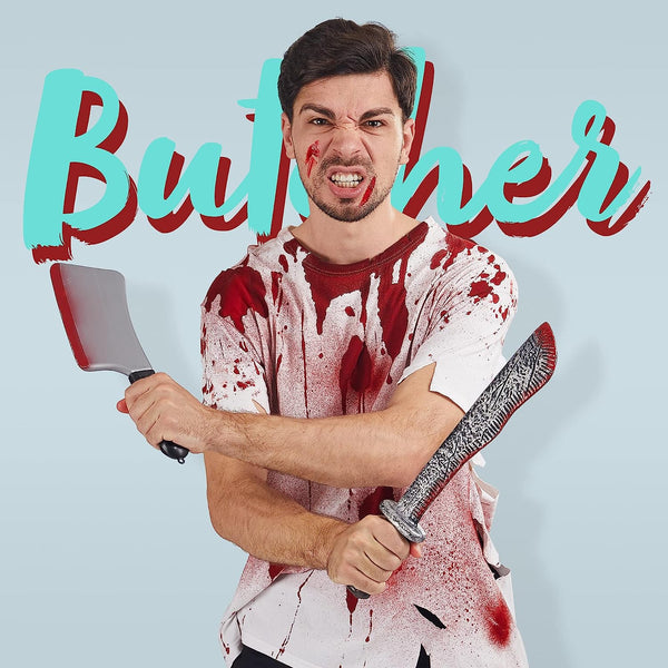 Bloody Machete Costume Prop Set 2 pack
