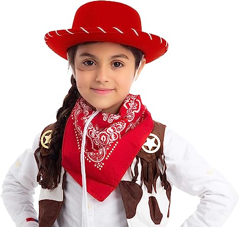 Red Felt Cowboy Hats for Kids Cosplay Accessories, 3 Pack