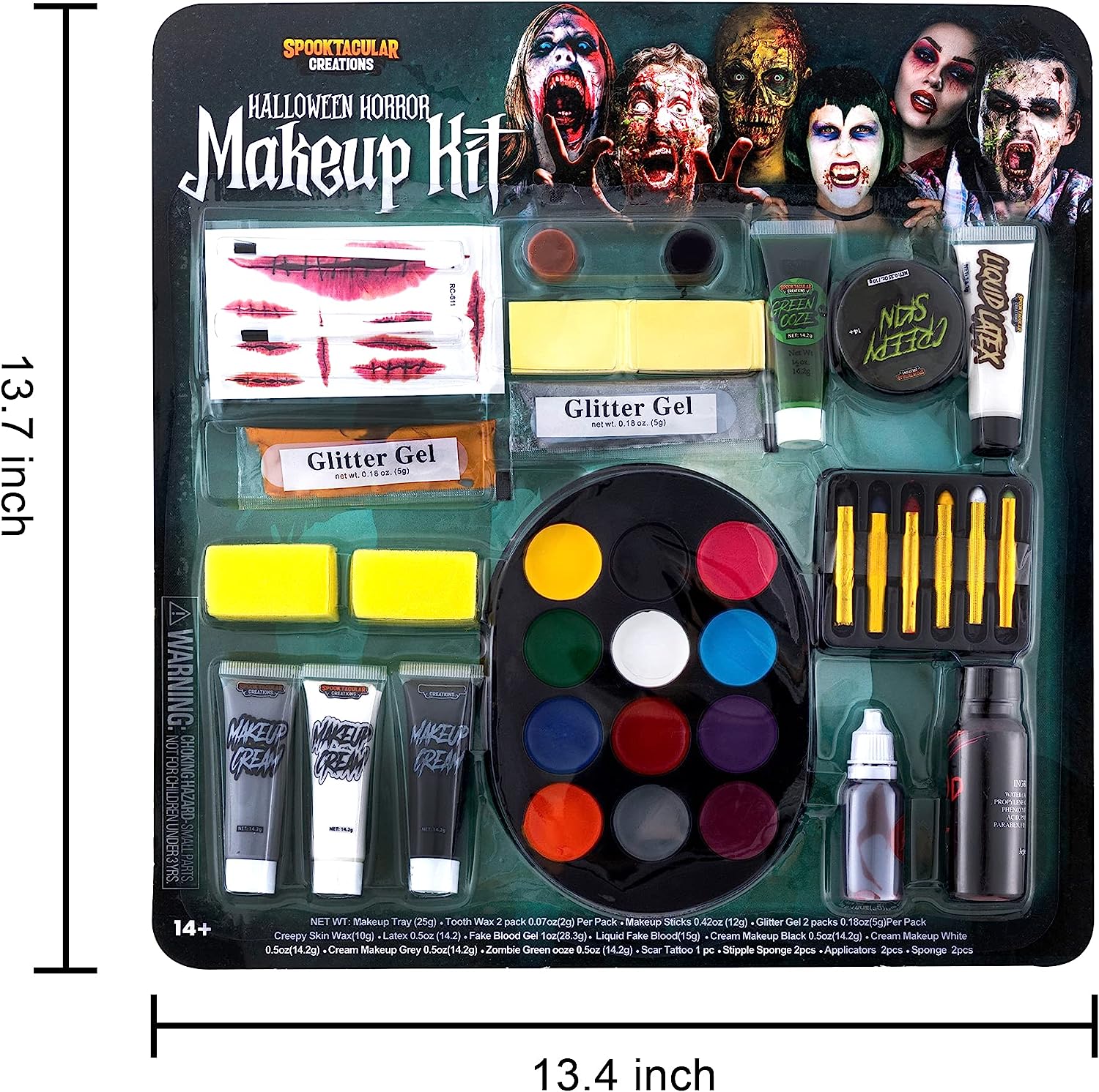 Spooktacular Creations 25 PCS Halloween Family Makeup Kit, 12