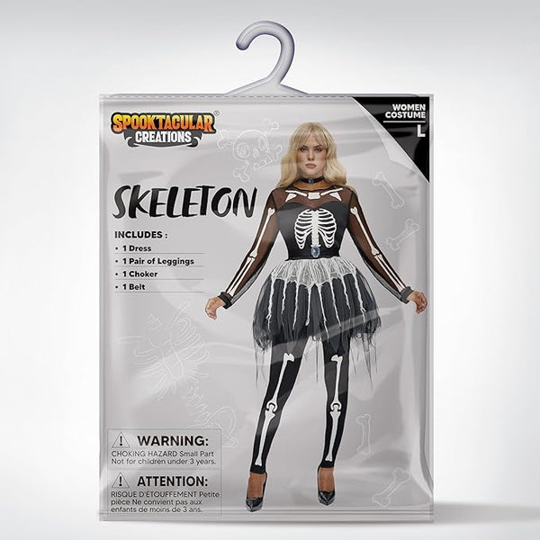 Women Skeleton Costume, Halloween Skeleton Tutu Dress