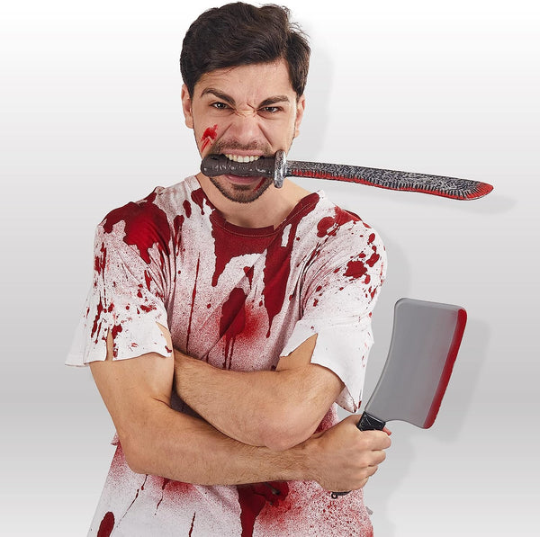 Bloody Machete Costume Prop Set 2 pack