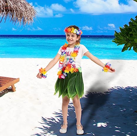 Hawaiian Dancer Cosplay Costume Set in Rainbow Colors