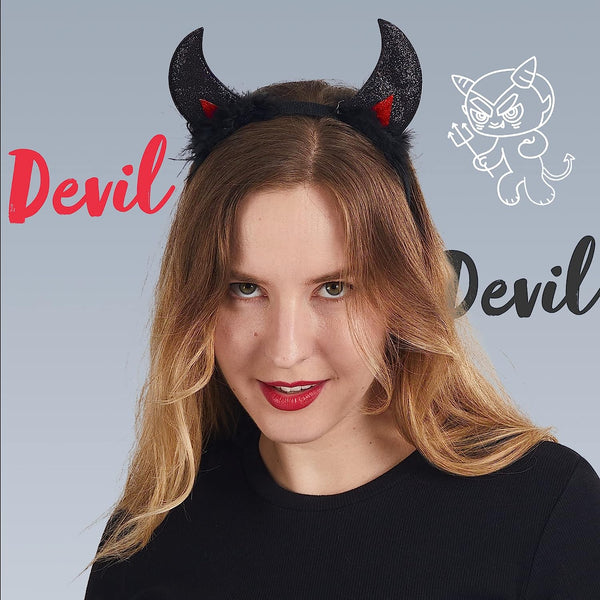 Black Devil Horns Headband | Spooktacular Creations