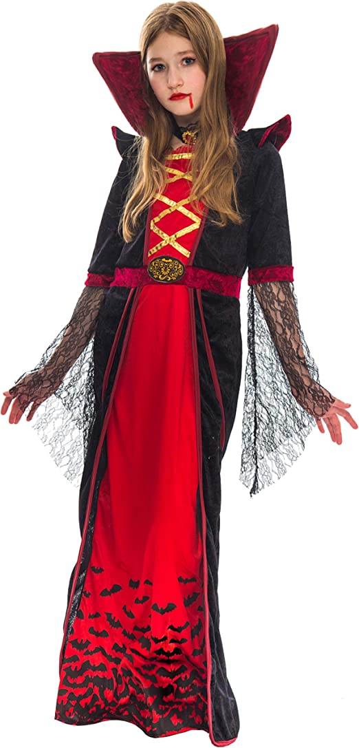Spooktacular Creations Royal Vampire Costume for Girls Deluxe Set Halloween Gothic Vampire Queen Dress Up Party, Small Spooktacular Creations Royal Vampire Costume for Girls Deluxe Set Halloween Gothic Vampire Queen Dress Up Party, Small