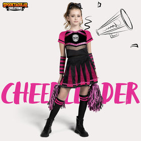 Halloween Cheerleader Costume Girls, Black Rosy