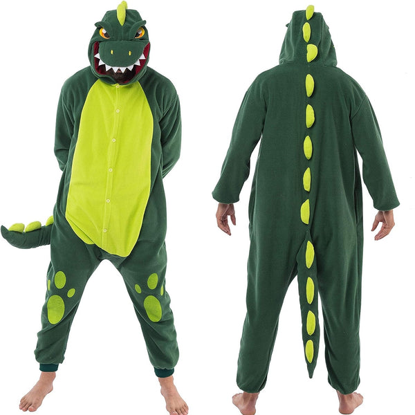 Spooktacular Creations-Unisex Adult Dinosaur jumpsuit Pajamas Plush Dinosaur Halloween Suit