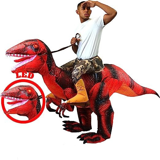 Inflatable Ride-On Red Raptor Costume