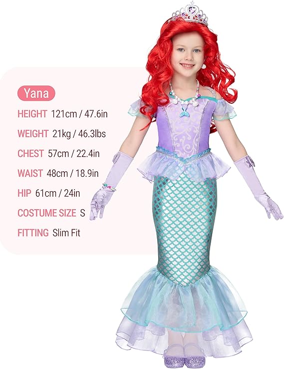 Mermaid Costume, Princess Mermaid Dress for Girls