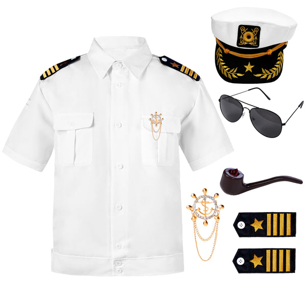5 PCs Halloween Captain Costume Men