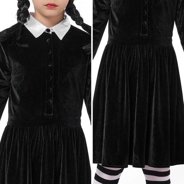 School Girl Collar Black Dress with Wig