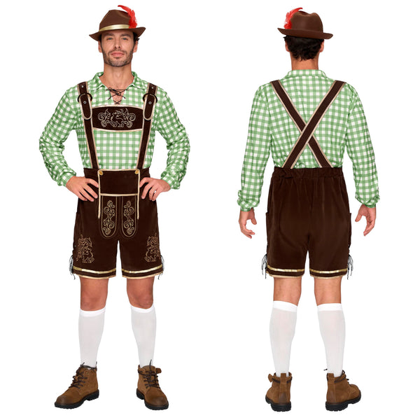 Men Lederhosen Oktoberfest Outfit Costume, Green