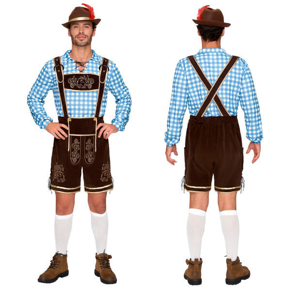 Men Lederhosen Oktoberfest Outfit Costume, Blue