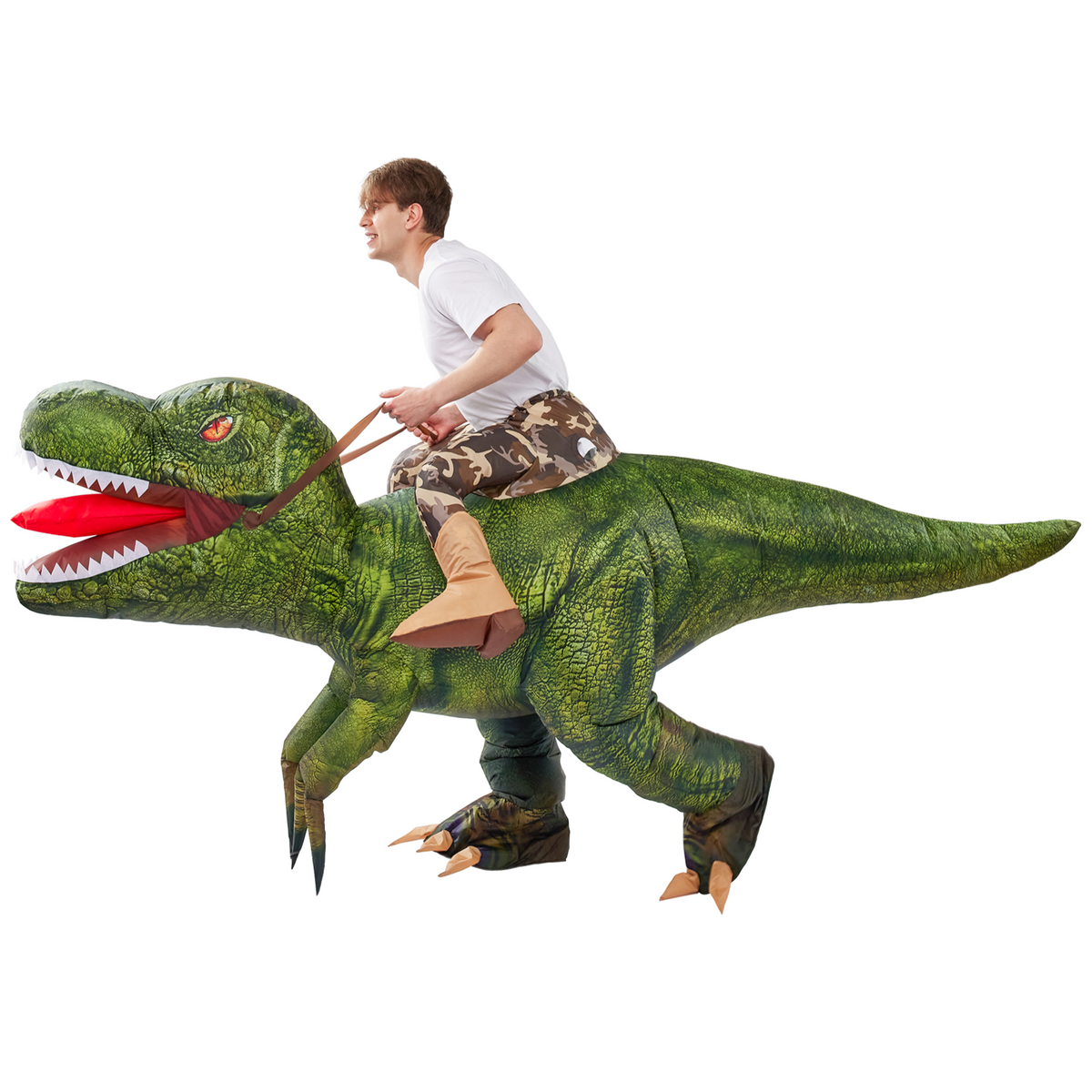 Inflatable Ride On Costumes Spooktacular Green Digital Printing T-Rex Inflatable Ride-on Costume ...