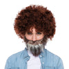 Brown Afro Wig with Beard - Adult