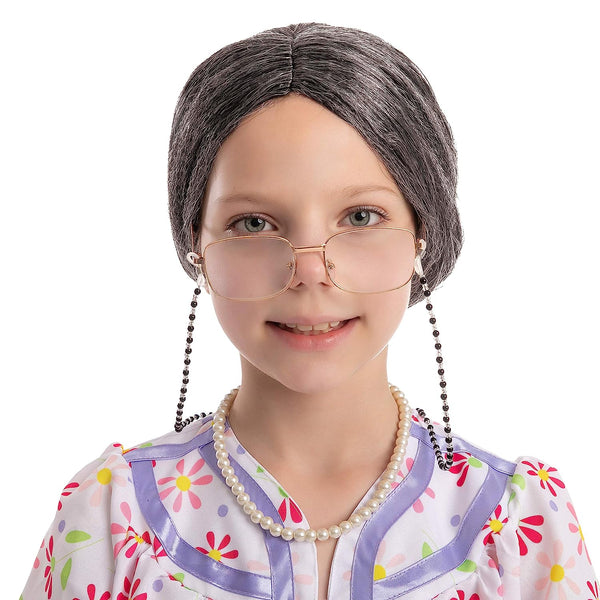 Straight Granny Wig Cosplay Kit Accessories