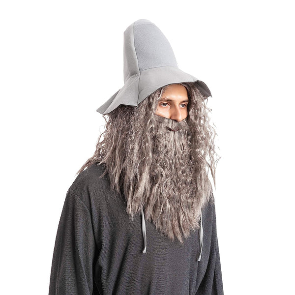Men Grey Wizard Wig with Beard Cosplay- Adult