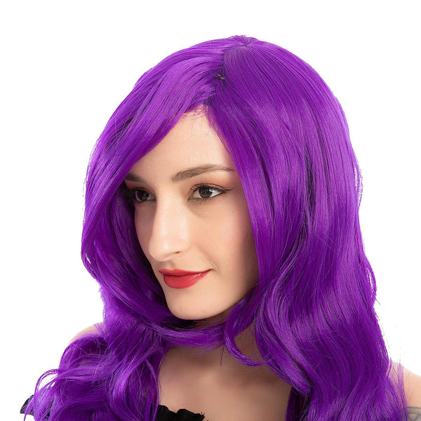 Women Long Purple Curly Wig Cosplay Kit - Adult