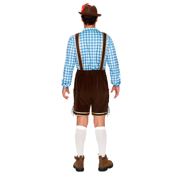 Men Lederhosen Oktoberfest Outfit Costume, Blue