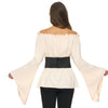 Renaissance Pirate Top Shirt Costume Women-Beige