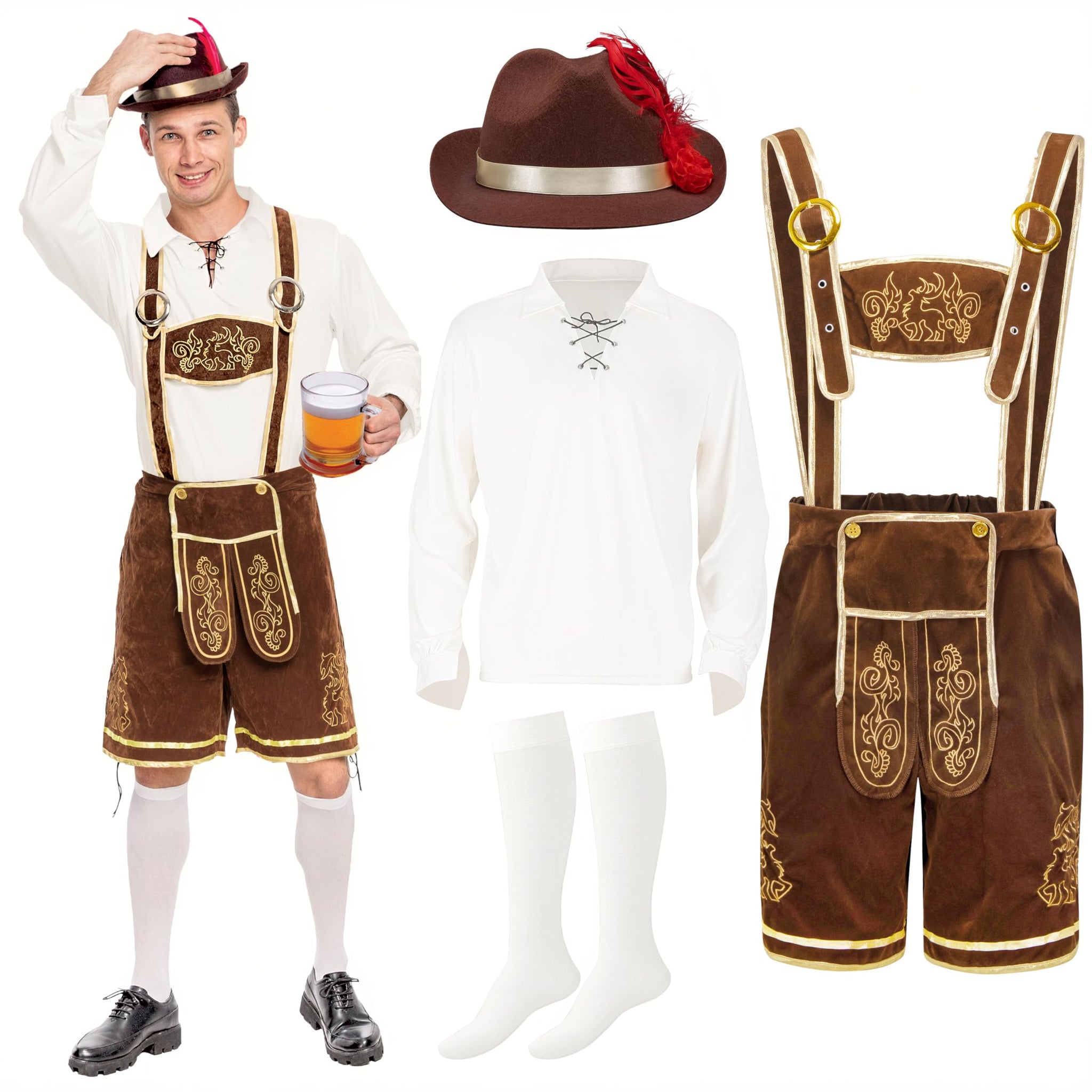 Spooktacular Creations Men German Bavarian Oktoberfest Fancy Costume Set for Halloween Adults, M Spooktacular Creations Men German Bavarian Oktoberfest Fancy Costume Set for Halloween Adults, M