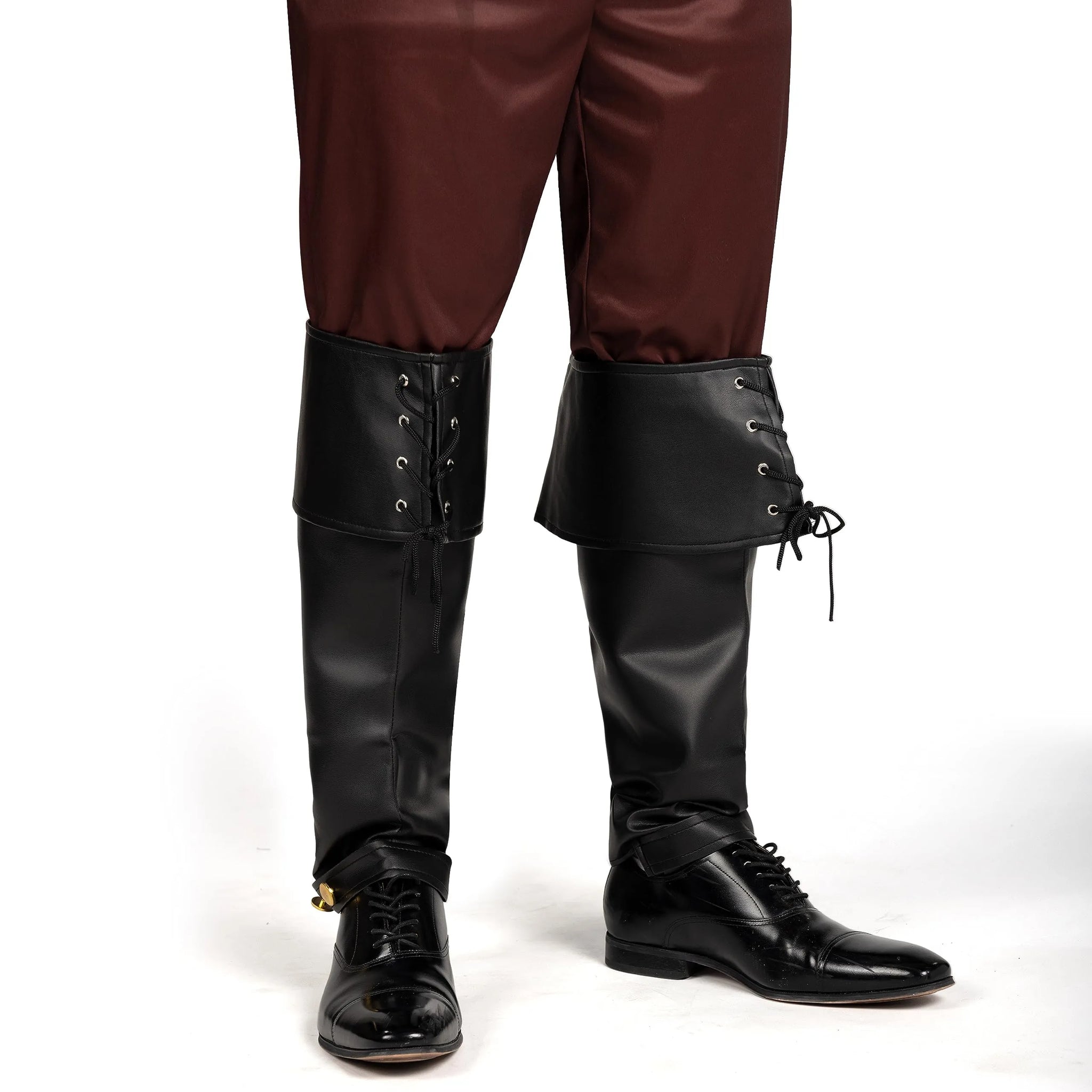 Black Pirate Boot Covers Medieval and Renaissance Faux Leather Boot C Spooktacular Creations