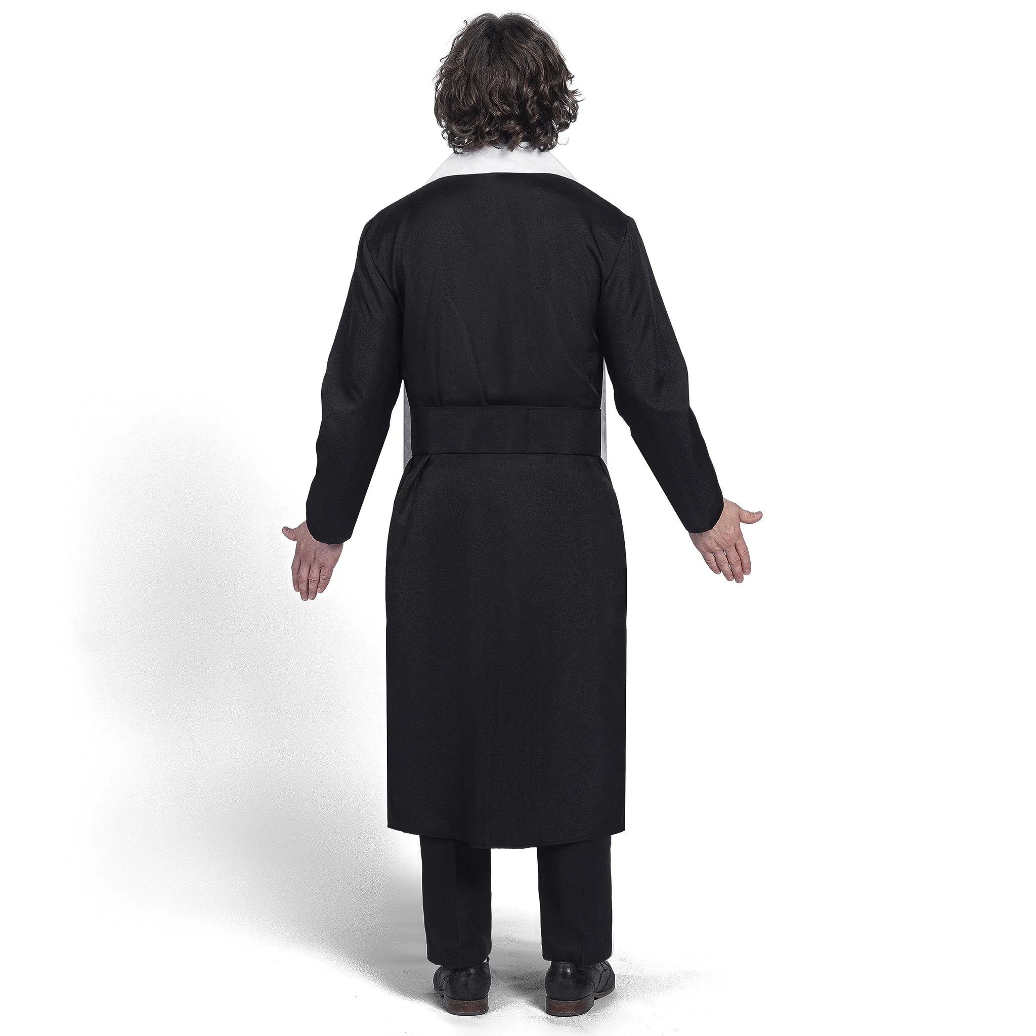 Adult Men's Black Priest Father Robe Stole, Priest Costume, M Adult Men's Black Priest Father Robe Stole, Priest Costume, M