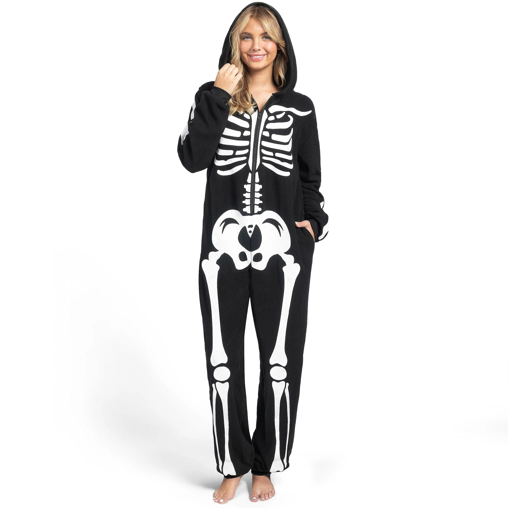 Adult Skeleton Halloween Costumes For Women Glow in the Dark Jumpsuit Spooktacular Creations